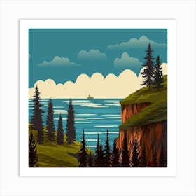 Landscape With Trees And Sea Art Print