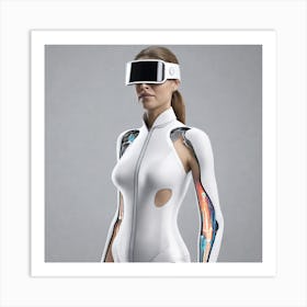 Woman In A Vr Headset Art Print