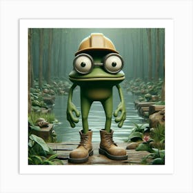 Frog In Hard Hat Art Print