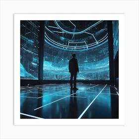 Futuristic Man In Futuristic Room Art Print