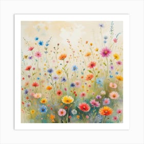 Vibrant Multicolored Wildflowers Varying I 0 Art Print