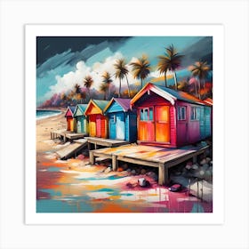 A Spectrum Of Colors In Beachside Huts Art Print