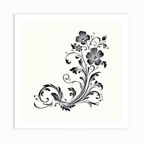 Black And White Floral Design 3 Art Print