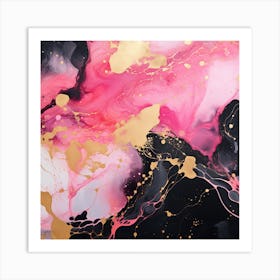 Pink Gold Abstract Painting Art Print