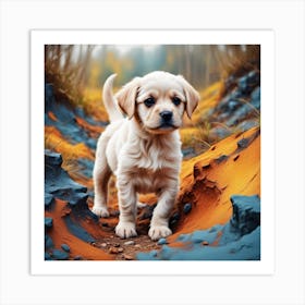 Puppy In The Forest Art Print