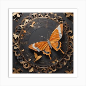 Butterfly On A Music Sheet Art Print