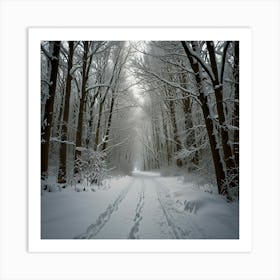 Snowy Path In The Woods 2 Art Print