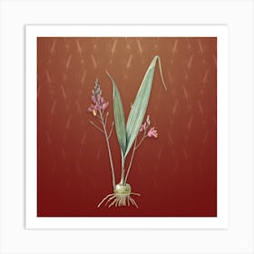 Vintage Pine Pink Botanical on Falu Red Pattern n.1384 Art Print