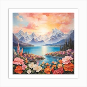 Sunset In The Mountains Art Print