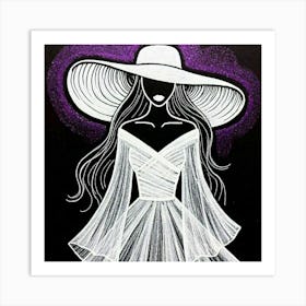 Woman In A White Dress Art Print