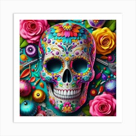 Day Of The Dead Skull 7 Art Print