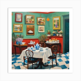 David Hockney Style. British Tea Room Series 5 Art Print