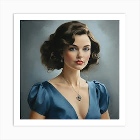 Woman In Blue Dress Art Print 1 Art Print