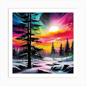 Aurora Night Sky Art Print