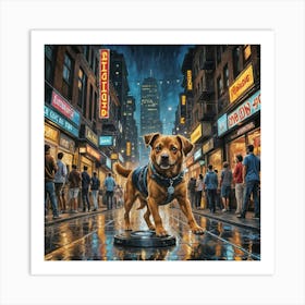 DJ Dog In The City Art Print