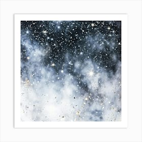 Abstract Galaxy In Watercolor Foreground Dust And Silver Sparkles Shimmering Space With A Bokeh Ef (2) Art Print