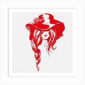 Girl In Red Hat Art Print