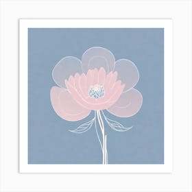 A White And Pink Flower In Minimalist Style Square Composition 135 Art Print