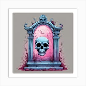 Skull In The Window Art Print