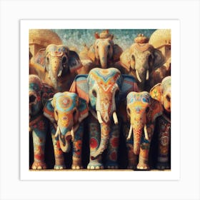 Family of Elephants Art Print