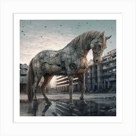 Horse In The City 1 Art Print