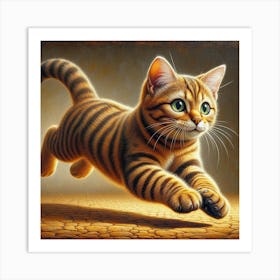 Cat Running Art Print