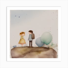 Little Boy And The Little Girl ,love Art Print