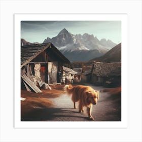 Dog in Ghost Town Art Print