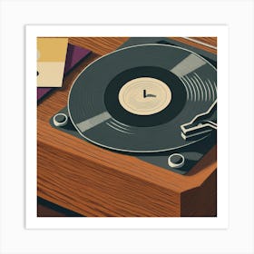 Vinyl Record Player Flat Design Illustration Art Print