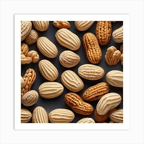 Nut Nuts On A Black Background Art Print