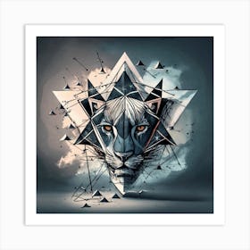 Geometric Lion Head Art Print