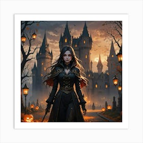 Vampire Girl In The Castle Art Print