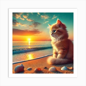 Kitten At Sunset 1 Art Print