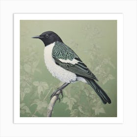 Ohara Koson Inspired Bird Painting Mockingbird 3 Square Art Print