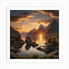 Sunset Over A Lake Art Print