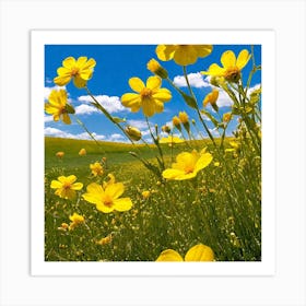 Yellow Flowers In A Field 6 Art Print