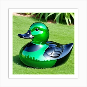 Pato De Vidrio Verde Y Negro Art Print