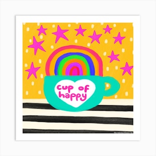 Cup Of Happy Square Art Print
