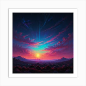 Sunset Over The Mountains 4 Art Print