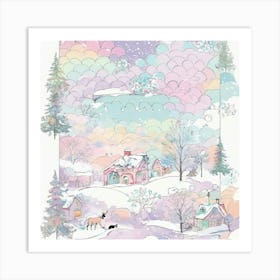 Snowy Village Art Print