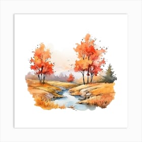 Watercolor Autumn Trees 7 Art Print