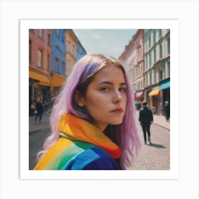 Rainbow Haired Girl Art Print