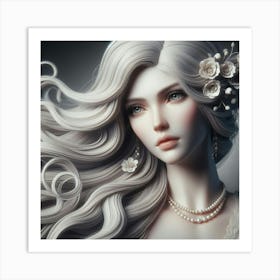 Beautiful Girl With Long Hair Art Print