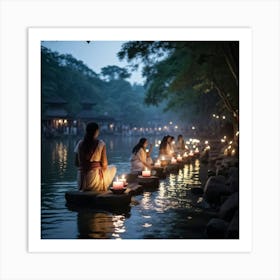 A Spiritual Light Festival Imbued With The Essence Of Faith Glow Of Sacred Lanterns Adorning An Anc (2) 1 Art Print