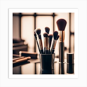 Make Up Brushes in cup, beauty  Art Print