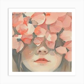 Watercolor Flower Girl With Petals Art Print