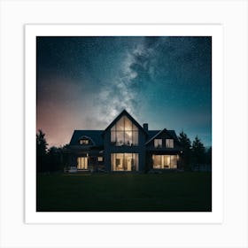 Milky House At Night Art Print