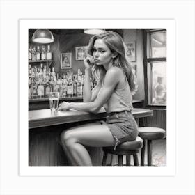 Girl At The Bar Art Print