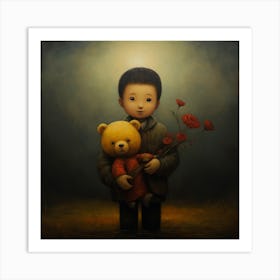 Boy With A Teddy Bear 1 Art Print