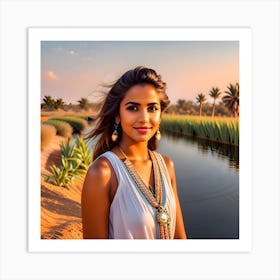 Beautiful Woman In The Desert Art Print